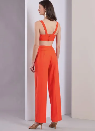 Vista 8 de Vogue Misses' - Brasier forrado, falda acampanada y pantalones con patrón de costura, código de diseño V1961, tallas 4-6-8-10-12