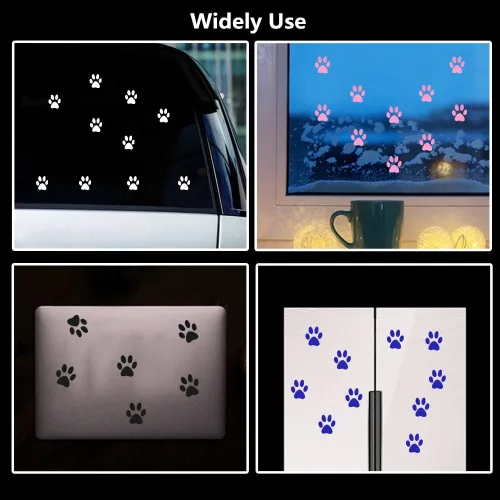 Vista 4 de Juego de 12 calcomanías de vinilo con estampado de patas de perro, calcomanías de vinilo para ventana de coche, laptop, motocicleta, camión