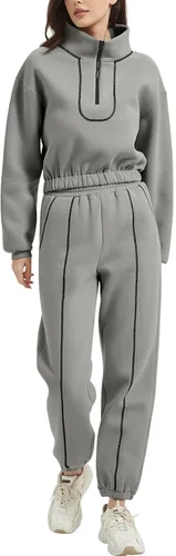 Vista 3 de Flygo Womens Sweat Set Fleece Sweatsuit 2 Piece Outfit Half Zip Pullover Sweatshirt Joggers Tracksuit Sets