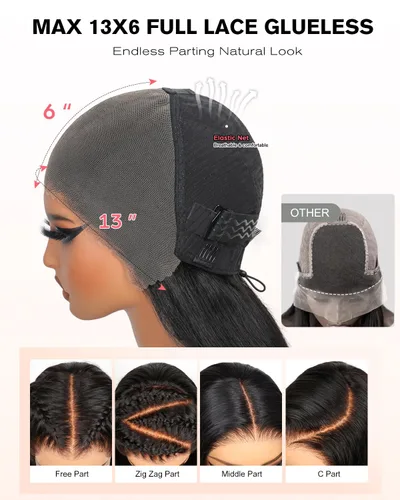 Vista 3 de Pull Go Full - Pelucas de cabello humano rizado birmano de 13 x 6 pulgadas, precortadas previamente cortadas, densidad 210, encaje frontal HD