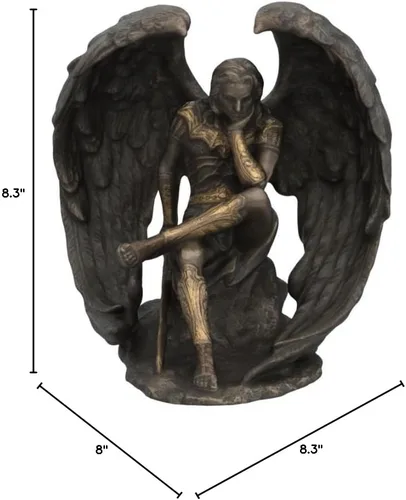 Vista 3 de US Estatua de Lucifer el ángel caído de 6.5 pulgadas de bronce fundido en frío