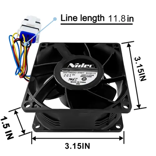 Vista 4 de WR60X26866 WR60X29099 Motor del ventilador del evaporador compatible con el refrigerador GE, reemplaza V80E14MS2A3-57A611 WR60X10356 WR60X10357