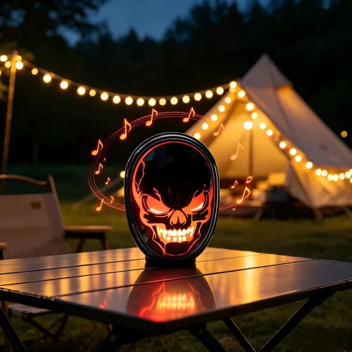 Vista 3 de Altavoz Bluetooth fantasma de Halloween, espeluznante y divertido Negro oscuro