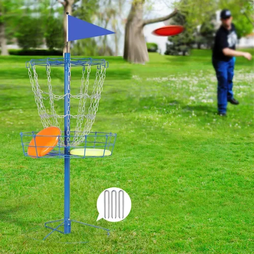 Vista 2 de Topeakmart Portable Disc Golf Basket 12-Chain Steel Practice Target Outdoor Azul