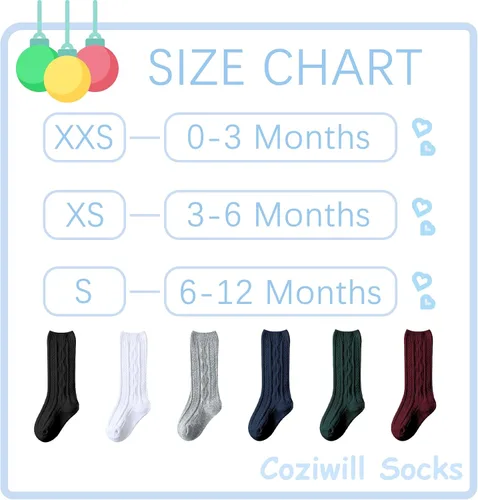 Vista 7 de Calcetines hasta la rodilla para bebé recién nacido, calcetines de tubo para niños, calcetines de punto trenzado, medias altas hasta la rodilla