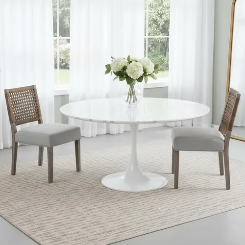 Vista 13 de Juego de 2 sillas de comedor de granja, sillas de comedor tapizadas con respaldo tejido a mano, asiento acolchado suave y patas de madera Beige