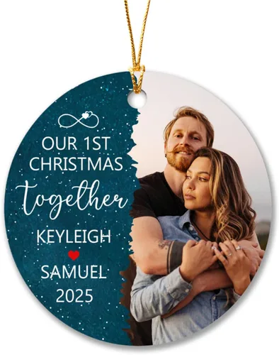 Vista 14 de Adorno de Navidad personalizado con foto del primer año del bebé 2025, adorno de Navidad con foto personalizada del primer año del bebé para nuevos