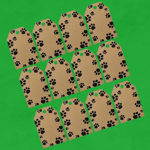 Vista 3 de Papel de regalo navideño, etiquetas de regalo de Navidad, paquete de 50 (estampado de pata de balsa)