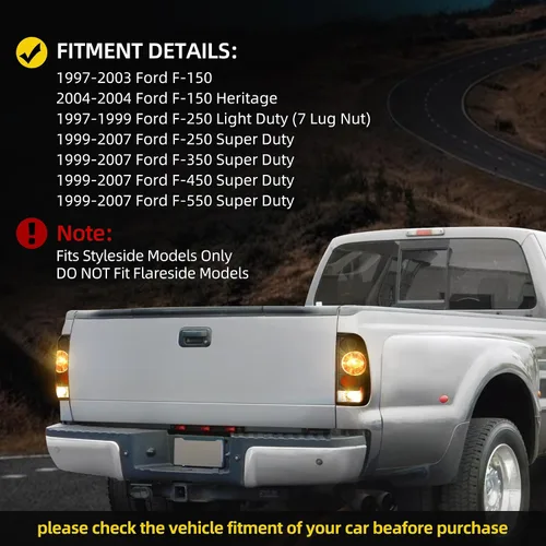 Vista 7 de DWVO Luces traseras compatibles con Ford F-150/97 98 99 F-250 F-350 F-450 F-450 F-550 Super Duty compatible con modelos Styleside solamente, no son