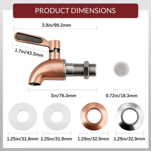 Vista 3 de Espiga de repuesto de acero inoxidable para dispensador de bebidas,Caño de metal para jarra dispensador de bebidas,Grifo de reemplazo