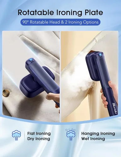 Vista 5 de Vaporizador de viaje para ropa, 110-240 V de doble voltaje, portátil, 2 en 1, vaporizador y plancha 2 en 1, mini plancha de vapor de mano para ropa