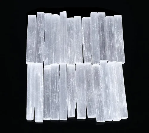 Vista 3 de XIANNVXI Palitos de selenita de 4 pulgadas, 12 varitas grandes de cristal de selenita blanco crudo, cristales crudos a granel para curación