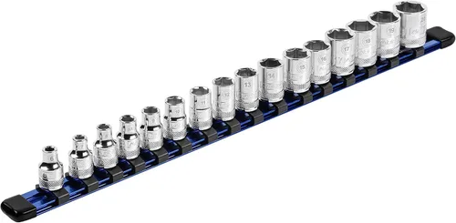 Vista 12 de ARES 70087-Organizador de enchufes de aluminio de 3 piezas, rieles de transmisión de 1/4 pulgadas, 3/8 pulgadas y 1/2 pulgadas con capacidad para 48