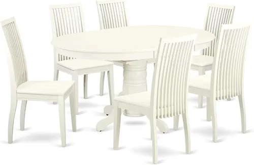 Vista 10 de East West Furniture AVIP5-BMK-W - Juego de mesa y sillas de cocina de 5 piezas, incluye una mesa de comedor ovalada con hoja de mariposa y 4 sillas