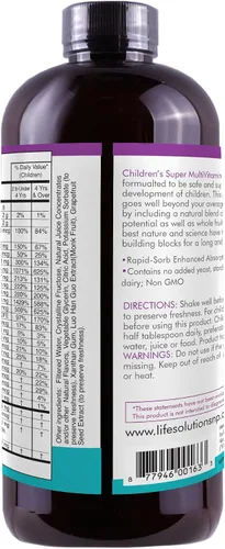 Vista 5 de Super Multivitaminas y minerales para niños Formulado profesionalmente Completamente natural Suplemento dietético líquido 32 oz and