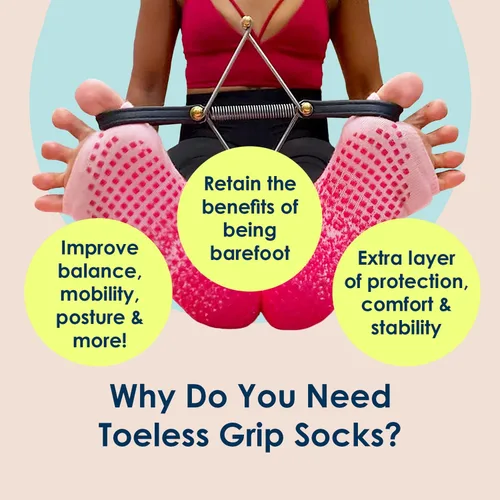 Vista 3 de Tucketts Flow Toeless Non-Slip Grip Socks - Yoga, Barre, Pilates, Home & Leisure, 1 pair Black Sheer