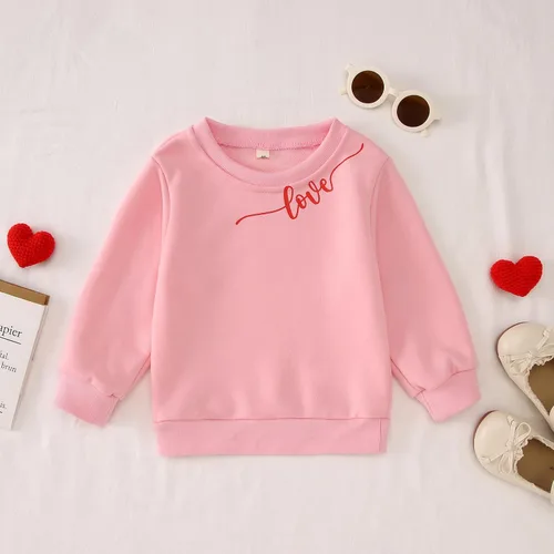 Vista 6 de MODNTOGA Mommy and Me - Sudadera de cuello redondo con cuello redondo y estampado de corazón, manga larga, sudadera familiar a juego Niño-rosa