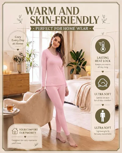 Vista 3 de Conjunto de 4 calzoncillos largos con forro polar para mujer