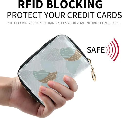 Vista 2 de Bolaz Light Green Credit Card Holder Wallet RFID Blocking Zipper Card Cases Leather Slim Small for Women