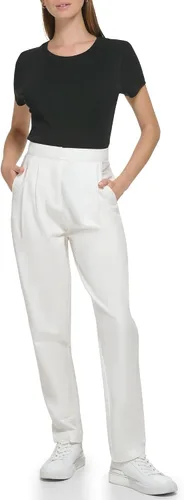 Vista 4 de Calvin Klein Pantalón de mezcla de algodón con bolsillos frontales fruncidos para mujer