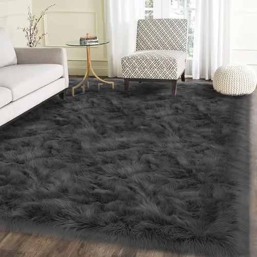 Vista 98 de Latepis - Alfombra rectangular de piel sintética tipo lana de oveja suave y esponjosa de estilo bohemio para sala de estar, dormitorio y residencias