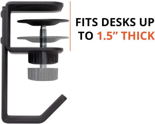 Vista 5 de Stand Up Desk Store - Gancho para colgar los auriculares, la mochila o la bolsa bajo el escritorio. Se fija con la abrazadera en el escritorio