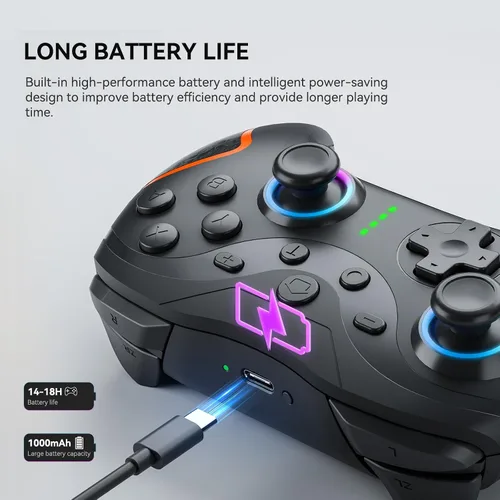 Vista 3 de Olimoxi Switch Controller for SwitchSwitch LiteSwitch OLED, Wireless Switch Pro Controller with Joystick,Wake up, LED Color Light, Programmable