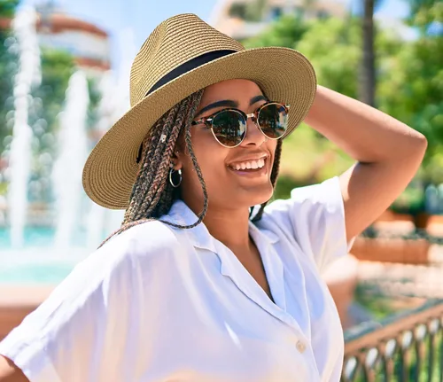 Vista 6 de JOYEBUY - Sombrero de paja plegable para mujer UPF50, Fedora, sombrero de playa