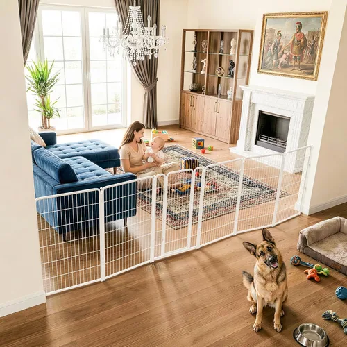 Vista 45 de FXW - Puerta para perro, extra ancha ajustable para aberturas de hasta 46 pulgadas, 24 pulgadas de alto Negro