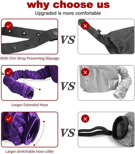 Vista 5 de Secador de pelo – Secador de pelo mejorado con manguera extendida más larga para un fácil peinado, rizado y acondicionamiento profundo, morado