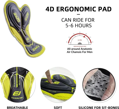 Vista 6 de Baberos de ciclismo para hombre, pantalones térmicos para hombre, pantalones de ciclismo de invierno, pantalones con forro polar acolchado