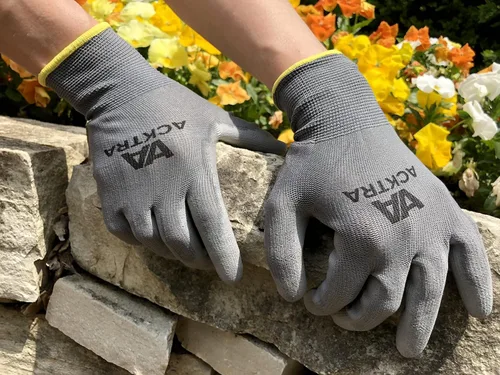 Vista 7 de ACKTRA Guantes de trabajo de seguridad ultrafinos de poliuretano 12 pares, WG002 negro/negro, XS