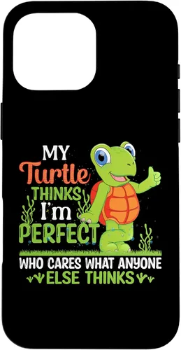 Vista 19 de My Turtle Thinks I'm Perfect Who Cares What Tortoise Case for iPhone 16
