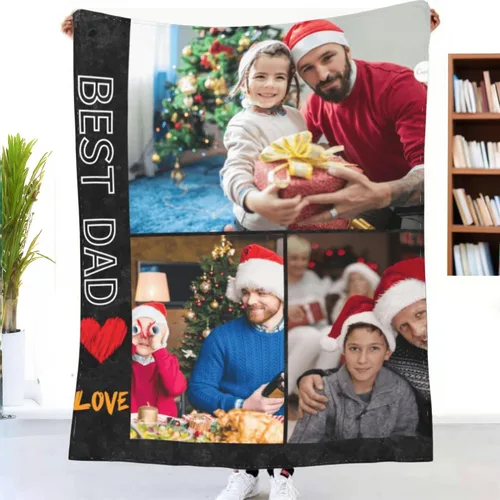 Vista 14 de Manta personalizada con foto y texto personalizado, manta para papá con imágenes de regalo para bebés, amigos, amantes y mascotas, manta
