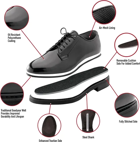 Vista 3 de Rothco, zapatos de alto brillo, oxford uniforme