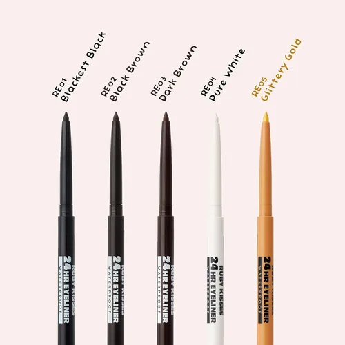 Vista 6 de Ruby Kisses Delineador de ojos impermeable, lápiz delineador de ojos mecánico impermeable de larga duración con sacapuntas integrado, a prueba