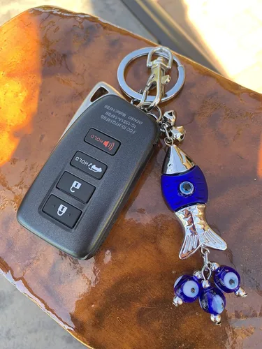 Vista 2 de LUCKBOOSTIUM Evil Eye Keychain & Protection, Evil Eye Car Hanging Ornament, Rear View Mirror Accessories, Home Decor Campanas en cadena Piscis