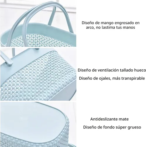 Vista 3 de rejomiik - Cesta portátil para ducha, organizador de plástico con asas, bolsa de aseo para baño, artículos esenciales para dormitorio universitario