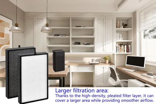 Vista 5 de Paquete de 2 filtros de repuesto KJ350G para purificador de aire TOSOT, filtro de 3 etapas, H13 True Hepa con carbón activado de alta eficiencia