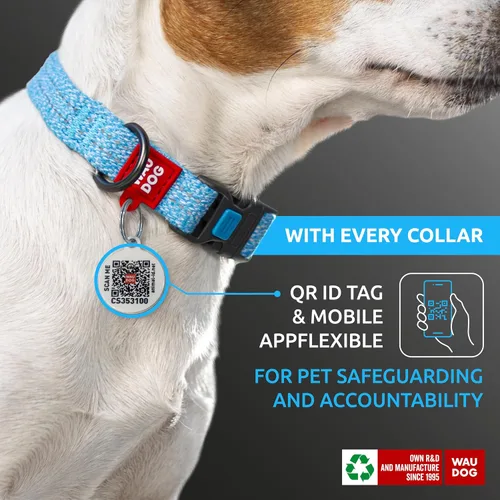 Vista 2 de WAUDOG Collar de perro reflectante de algodón ecológico, alternativa al collar de nylon para perros pequeños, medianos y grandes - Collar