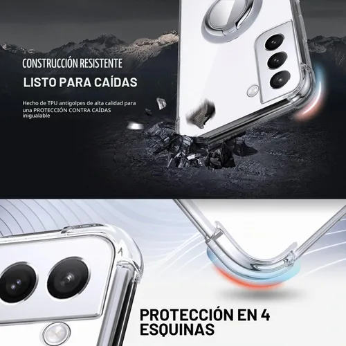 Vista 4 de Silverback Funda transparente para Samsung Galaxy S22 con soporte de anillo, amortiguador de golpes protector a prueba de golpes para Galaxy S22