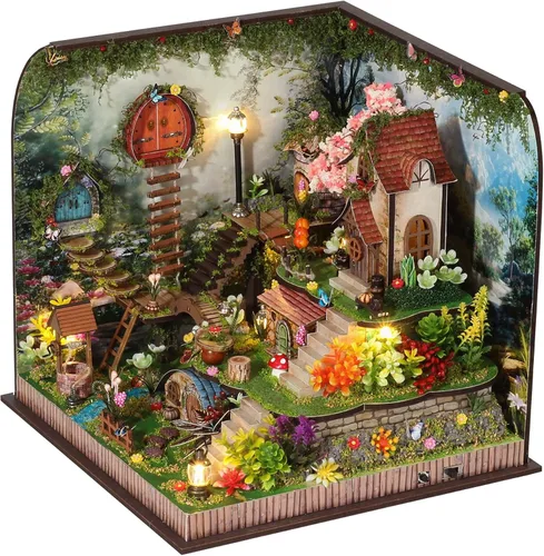 Vista 9 de Kisoy Romántica y linda casa de muñecas en miniatura, kit de casa de bricolaje, habitación creativa, regalo perfecto para amigos, amantes y Diario