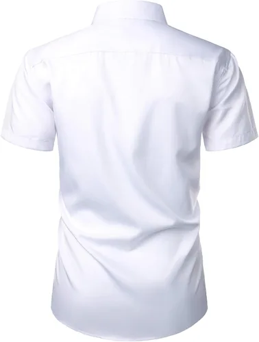 Vista 3 de ZEROYAA Camisa de vestir casual de manga corta con botones y bolsillo para hombre