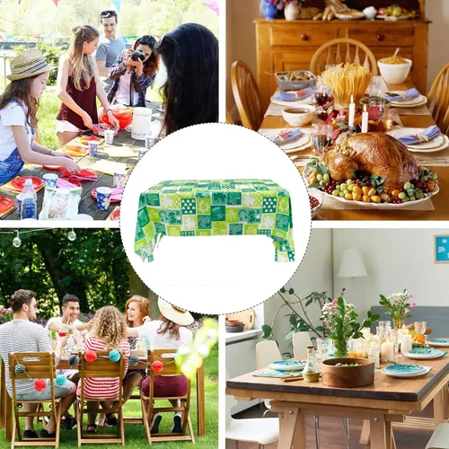 Vista 7 de St patricks Day Decorations,2Pcs 54”x108” Shamrock Tablecloth Waterproof Irish Green Saint Patricks Table Cloth St patrick's Day Party decorations