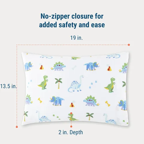 Vista 3 de Wildkin Funda de almohada 100% algodón para niños pequeños, hipoalergénica, suave y transpirable, dinosaurio tierra