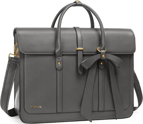 Vista 11 de MOSISO Bolsa para computadora portátil para mujer, de piel sintética, mochila convertible, bolsa de viaje para computadora con lazo