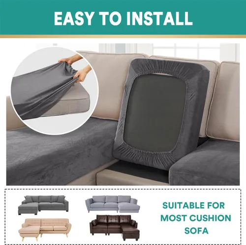 Vista 185 de OKYUK Fundas para sofá modular, 3 piezas, fundas de cojín de terciopelo para sofá, en forma de L, funda de cojín separado para sofá, protector