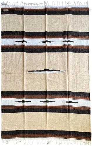 Vista 13 de Open Road Goods Manta de diamantes mexicanos – Manta de yoga pesada XL – Hecho a mano en México – Manta gruesa estilo serape bohemio estilo Saltillo