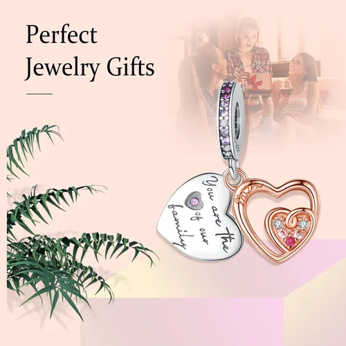 Vista 4 de La Menars Heart and Lock Married Couple 925 Sterling Silver Charms for Bracelets Silver Love Pendant Sister Friends Beads for Bracelets & Necklaces