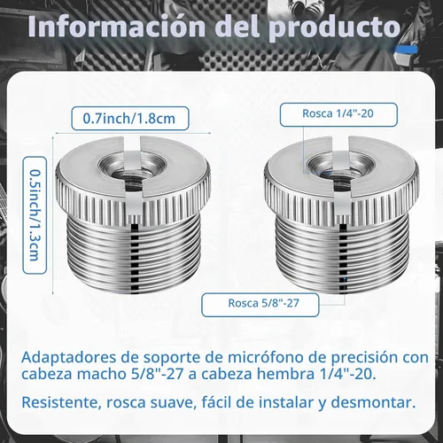 Vista 2 de Hotop Adaptador de soporte de micrófono de 6 piezas, macho de 5/8 pulgadas